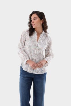 Van Laack Nederland | Van Laack Blouse met opstaande kraag en biezen aan de voorkant vrouwen 8668V89