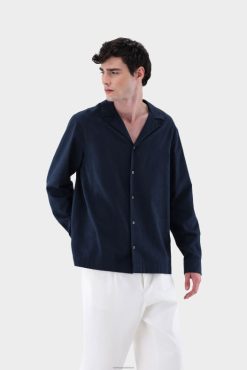 Van Laack Nederland | Van Laack Bowlingshirt met lange mouwen en structuur Heren 8668V529