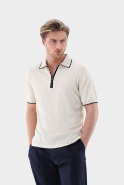 Van Laack Nederland | Van Laack Gebreide polo met rits van luchtkatoen Heren 8668V679