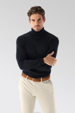 Van Laack Nederland | Van Laack T-shirt van Zwitserse katoenen jersey met ronde hals en lange mouwen, marineblauw Heren 8668V663