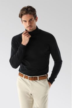 Van Laack Nederland | Van Laack T-shirt van Zwitserse katoenen jersey met ronde hals en lange mouwen, zwart Heren 8668V667