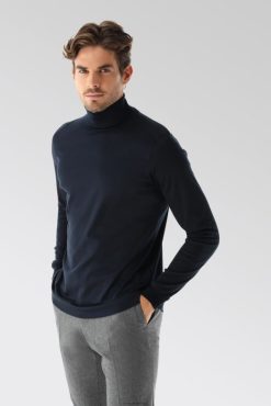 Van Laack Nederland | Van Laack Zwitsers katoenen jersey coltrui marineblauw Heren 8668V701