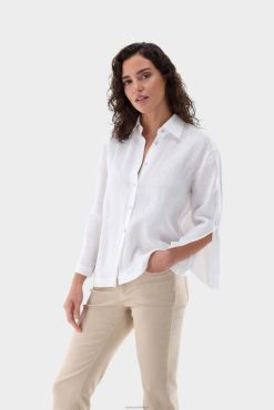 Van Laack Nederland | Van Laack boxy linnen blouse met kanten inzetstukken vrouwen 8668V79
