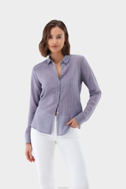 Van Laack Nederland | Van Laack getailleerde overhemdblouse met jacquardstrepen vrouwen 8668V96