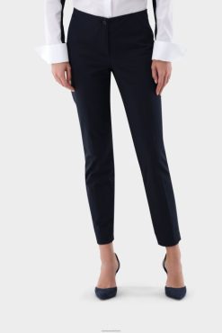 Van Laack Nederland | Van Laack haila-nos - middelhoge broek met rechte pijpen, slim-fit achterzakken, elastische taille, effen katoenen polyamide stretchmix vrouwen 8668V275