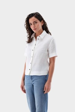 Van Laack Nederland | Van Laack linnen blouse met korte mouwen vrouwen 8668V92