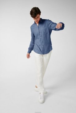 Van Laack Nederland | Van Laack linnen overhemd met button-down kraag blauw Heren 8668V500