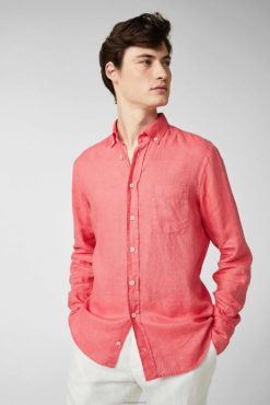 Van Laack Nederland | Van Laack linnen overhemd met button-down kraag koraal Heren 8668V491