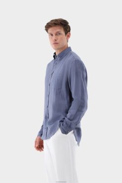 Van Laack Nederland | Van Laack linnen overhemd met button-down kraag, op maat gemaakt Heren 8668V497