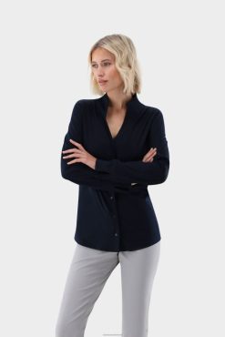 Van Laack Nederland | Van Laack metty - blouse met kelkkraag van Zwitserse katoenen jersey vrouwen 8668V63