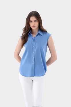 Van Laack Nederland | Van Laack mouwloze semi-getailleerde blouse van crêpe de chine vrouwen 8668V119