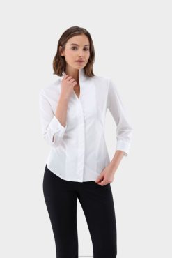 Van Laack Nederland | Van Laack myra - gestreept uni poplin hybrideshirt met 3/4 mouwen vrouwen 8668V14
