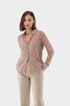 Van Laack Nederland | Van Laack overhemdblouse met print en lurexstreep vrouwen 8668V81