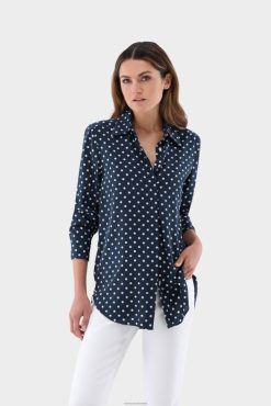 Van Laack Nederland | Van Laack overhemdblouse van zijde met stippenprint vrouwen 8668V112