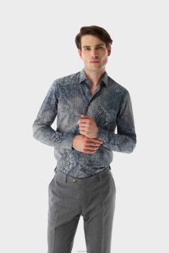 Van Laack Nederland | Van Laack poplin overhemd slim fit met vintage print Heren 8668V576