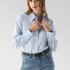 Van Laack Nederland | Van Laack semi-getailleerd poplin overhemd met geplooide details vrouwen 8668V44