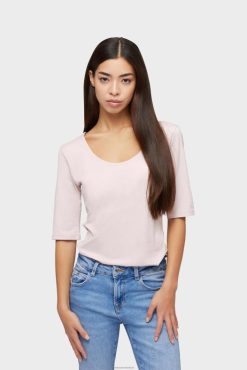 Van Laack Nederland | Van Laack urban jersey t-shirt met wijde hals roze vrouwen 8668V228