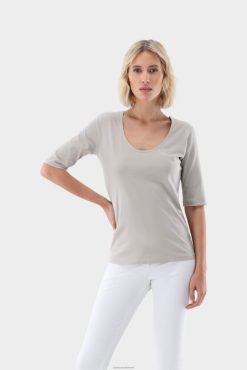 Van Laack Nederland | Van Laack urban jersey wijde hals t-shirt beige vrouwen 8668V225
