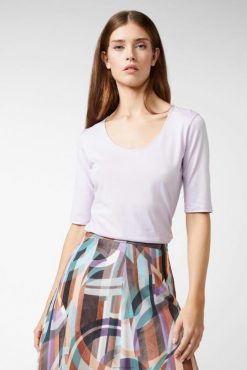 Van Laack Nederland | Van Laack urban jersey wijde hals t-shirt lila vrouwen 8668V254